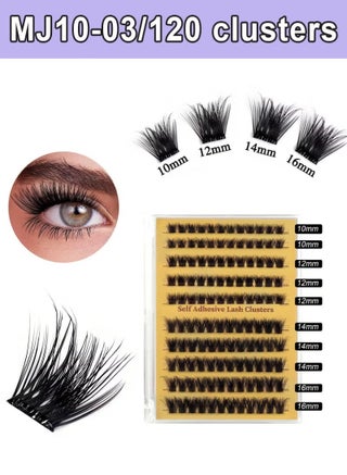 120 Pcs Self Adhesive Eyelashes Set, No Glue Needed Press on Lashes with Lash Clusters 10mm to 16mm and Tweezers, Reusable Natural Look Lashes for Beginners, Home DIY - view 2